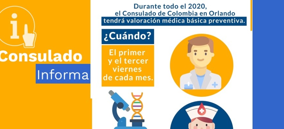 Consulado de Colombia en Orlando tendrá valoración médica básica permanente durante todo el 2020