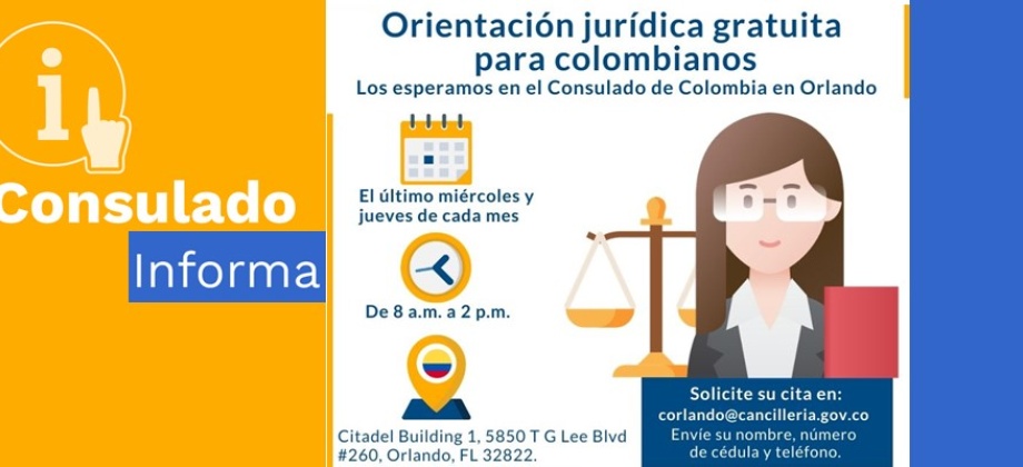 Consulado ofrece orientación jurídica gratuita para colombianos en Orlando