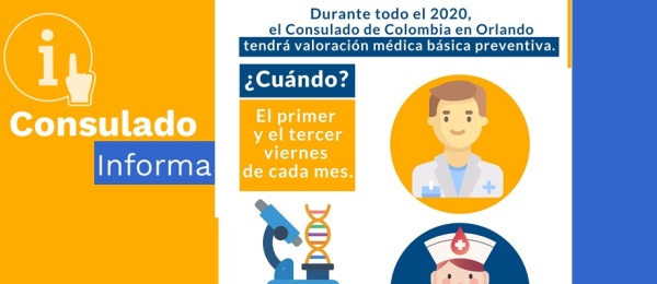 Consulado de Colombia en Orlando tendrá valoración médica básica permanente durante todo el 2020