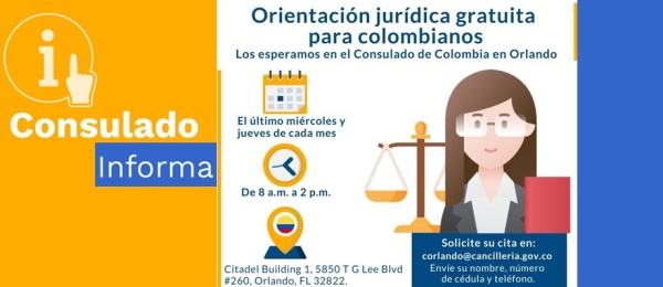 Consulado ofrece orientación jurídica gratuita para colombianos en Orlando