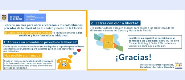 Consulado de Colombia en Orlando invita a abrir el corazón a los colombianos privados de la libertad en la Florida